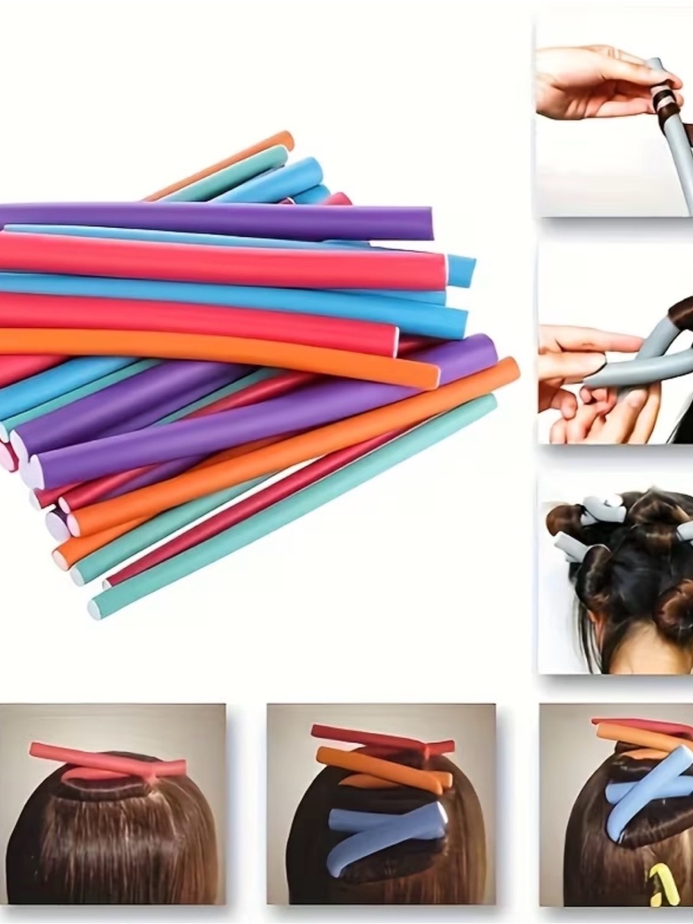 22 pc Flexible Foam Hair Rollers - Multicolor Heatless Curling